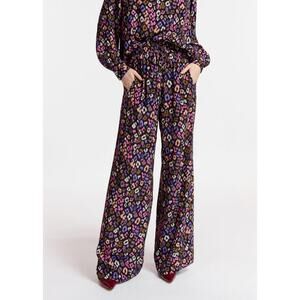 NWT Essential Antwerp Print Pants Size 4 Pink Purple Wide Leg Pull On Casual